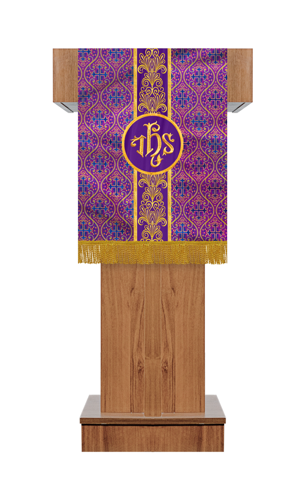 PULPIT/LECTERN WITH GOLDEN EMBROIDERY TRIM