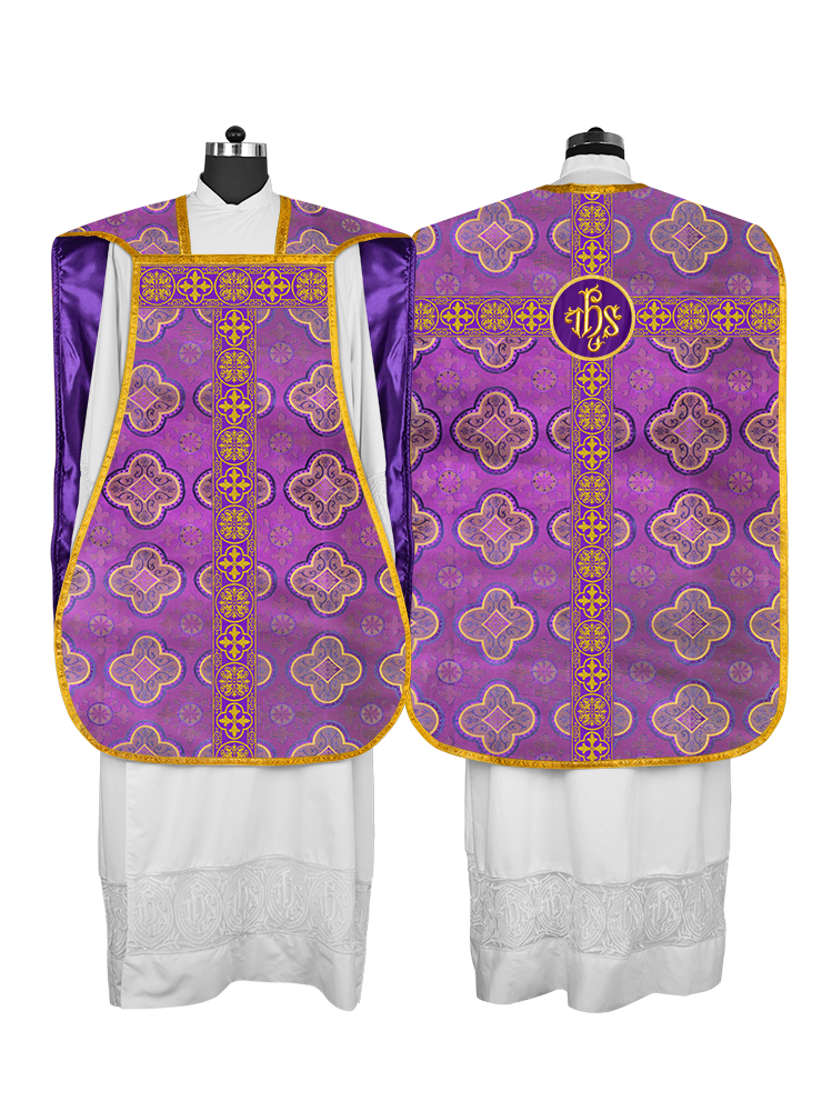 Fiddleback Vestment with Motif and Woven Braided Trims