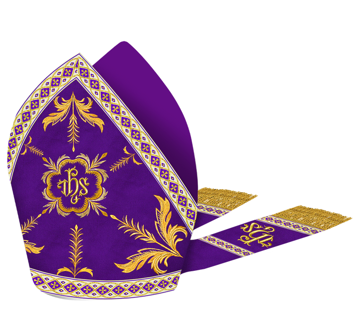 Mitre with Adorned Embroidery Motif and Trims