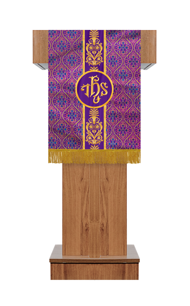 PULPIT/LECTERN WITH LITURGICAL MOTIF AND TRIM