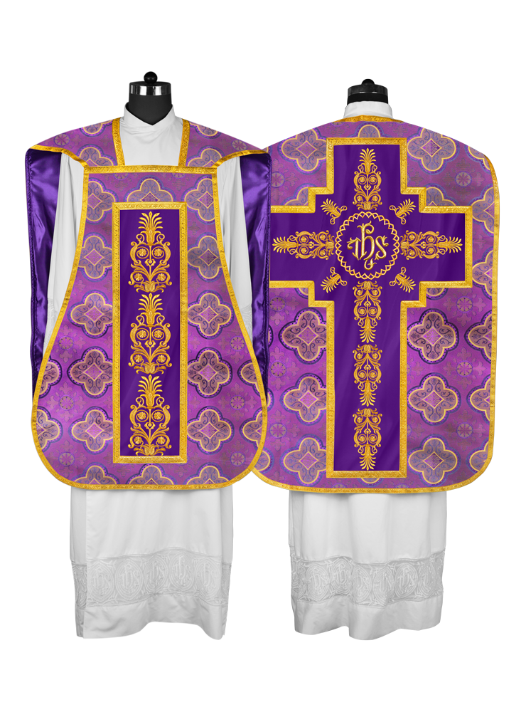 Elegant Roman Fiddleback Chasuble Vestment - Victoria Collection