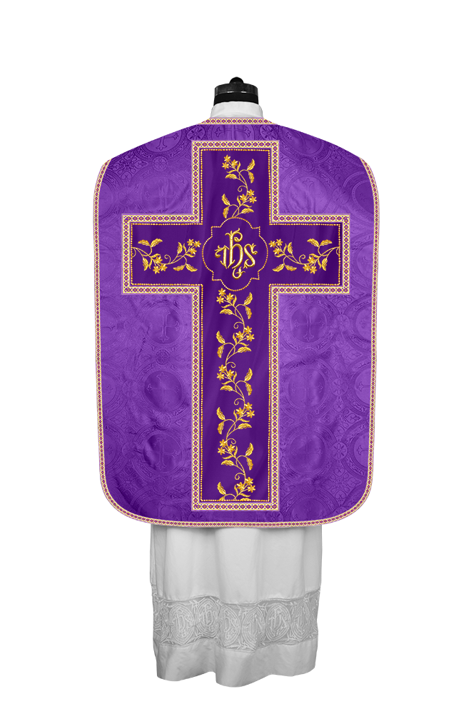Roman Chasuble vestment with Floral Design and Trims
