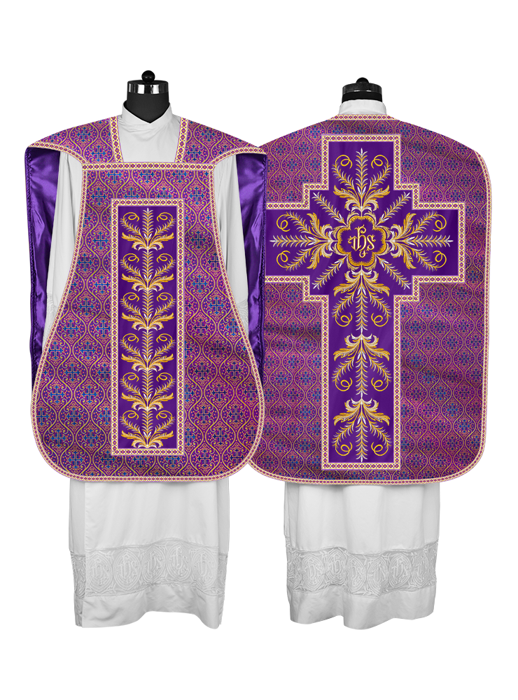 Roman Chasuble Vestment with Detailed Orphrey