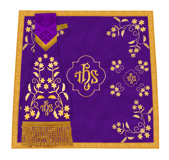 Beautiful mass set with golden embroidery - Floral collection