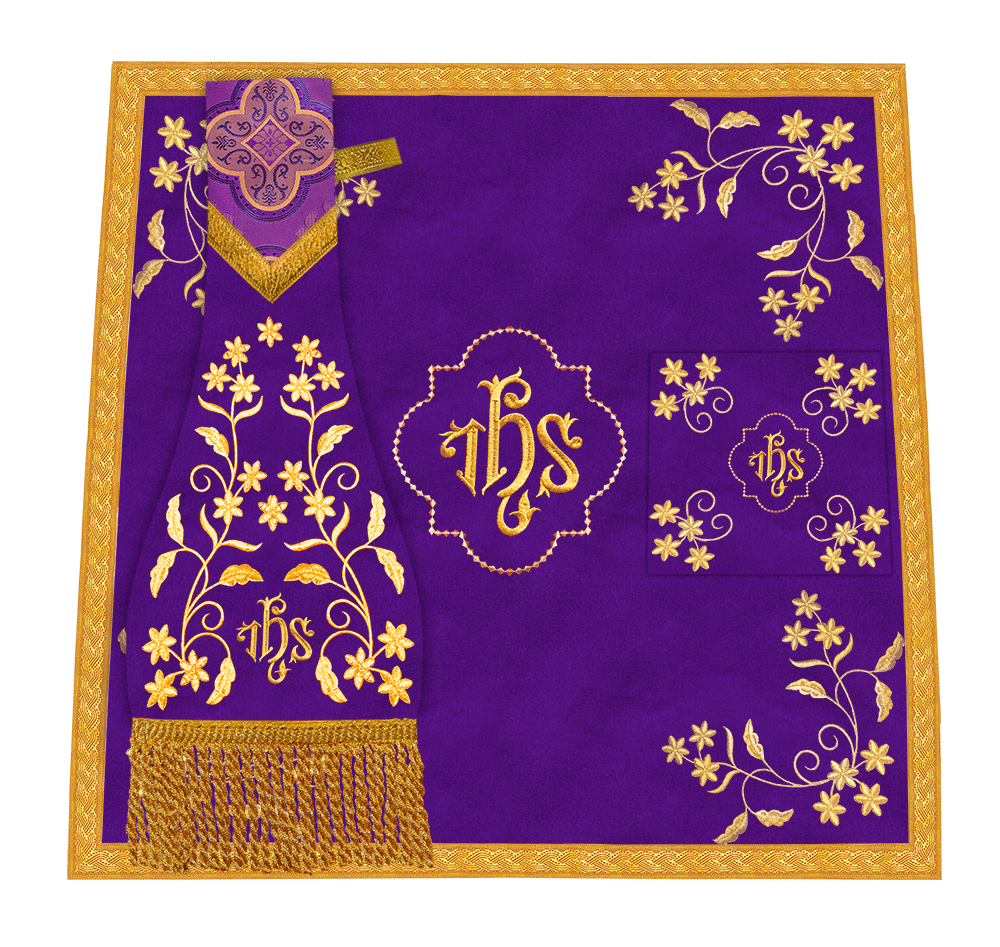 Beautiful mass set with golden embroidery - Floral collection