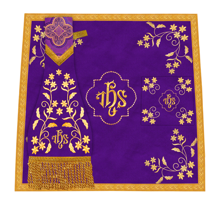 Beautiful mass set with golden embroidery - Floral collection