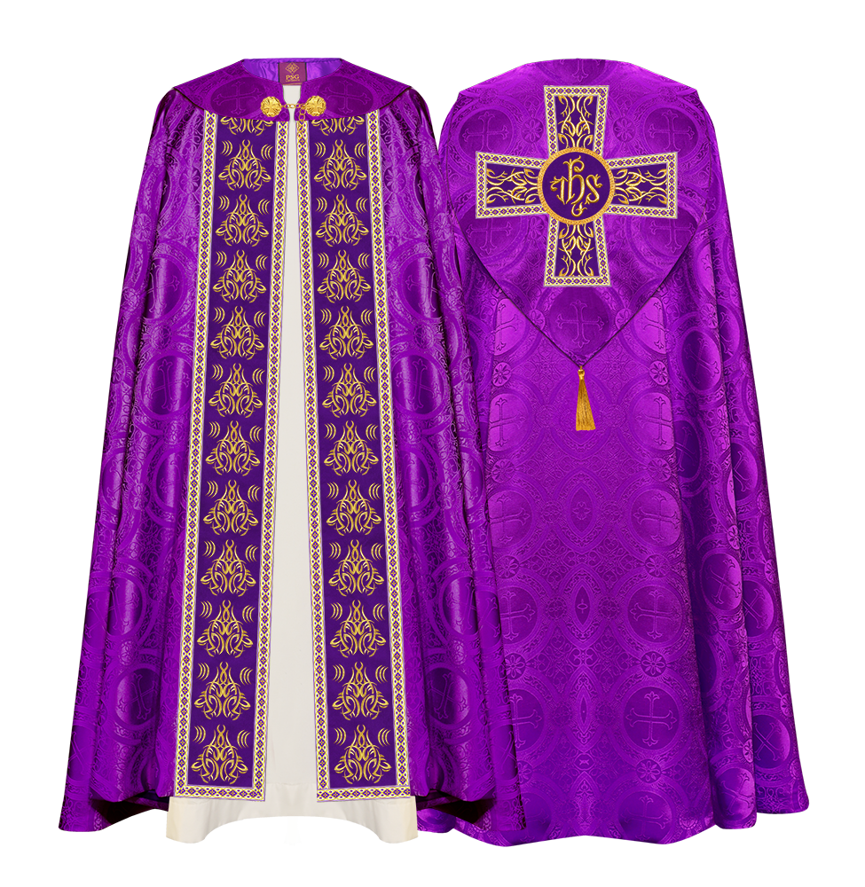 GOTHIC COPE VESTMENTS WITH LITURGICAL EMBROIDERY AND TRIMS