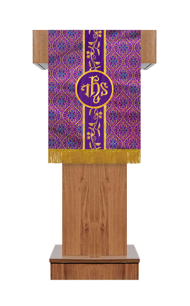 PULPIT/LECTERN WITH ADORNED FLORAL TRIM