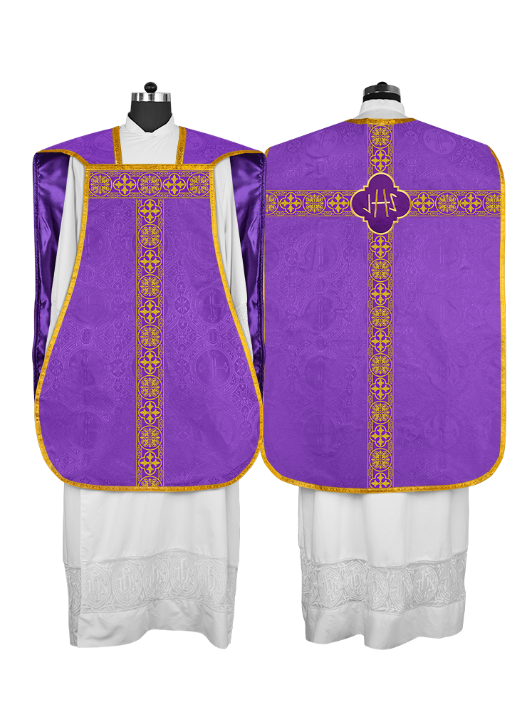 Roman Chasuble Fiddleback with Braided Trims