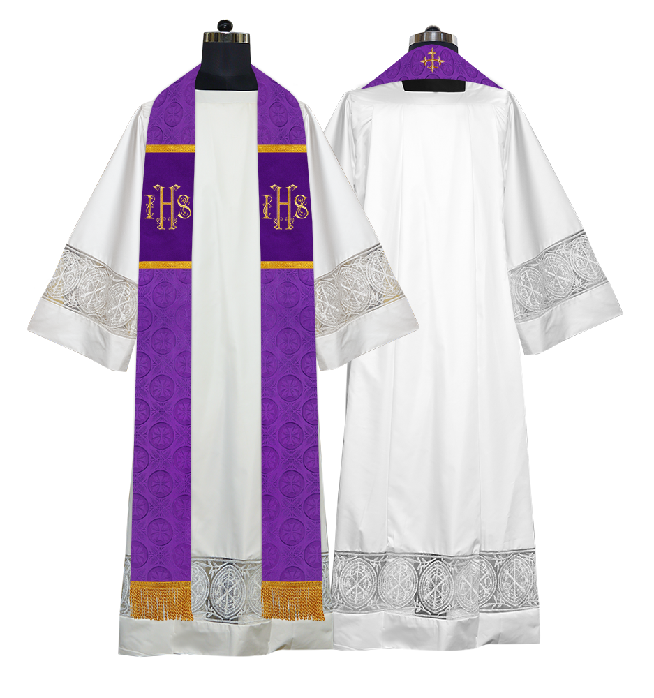 Clergy Stole with Embroidered Liturgical Motif