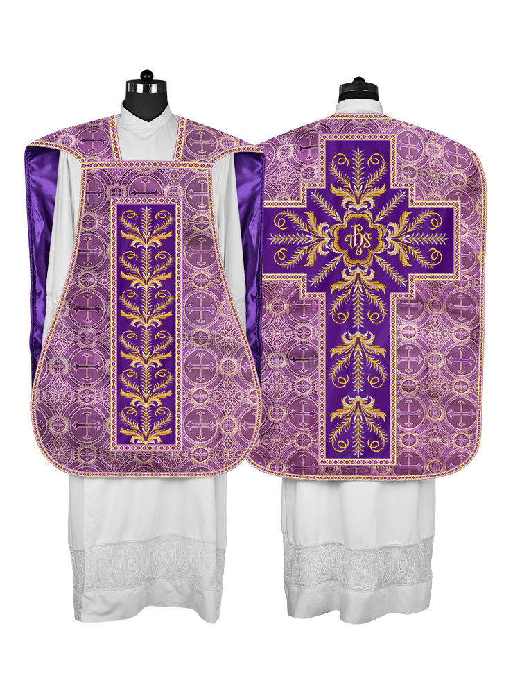 Roman Chasuble Vestment with Detailed Orphrey