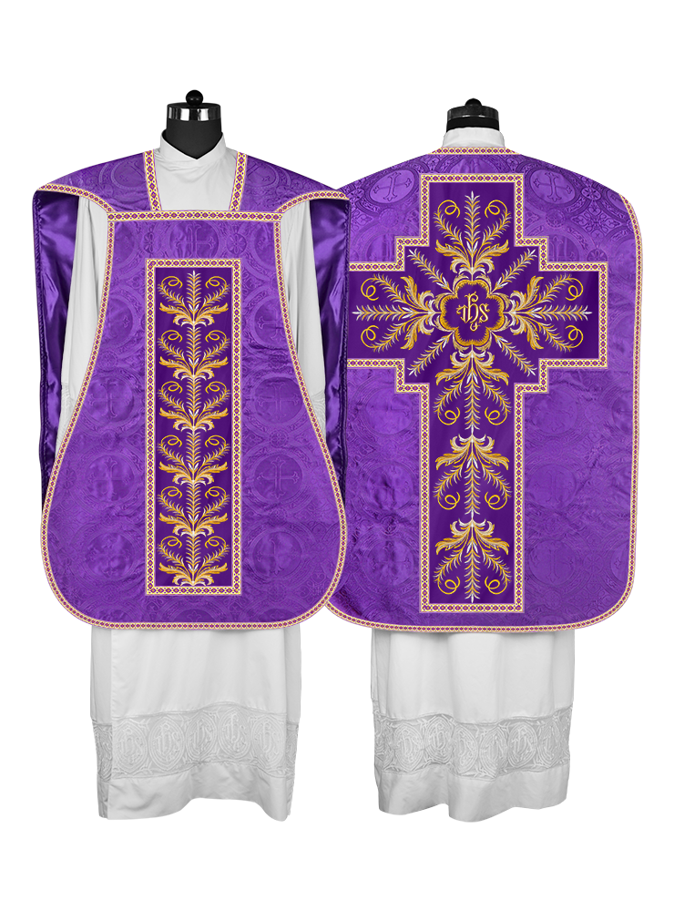 Roman Chasuble Vestment with Detailed Orphrey