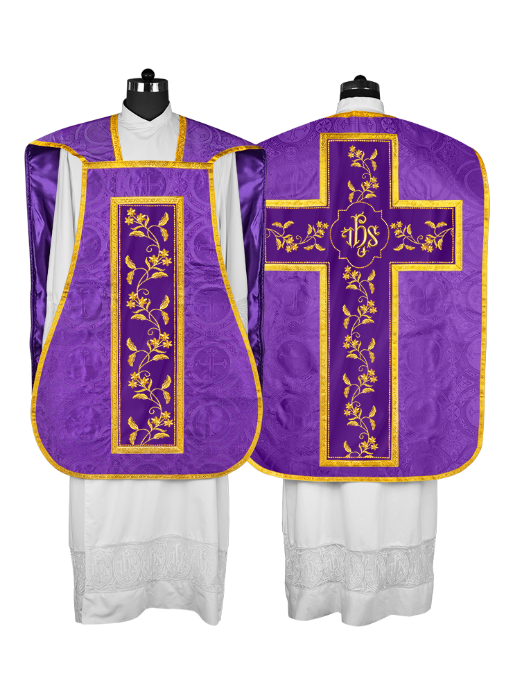 Elegant Roman chasuble vestment - Floral collection