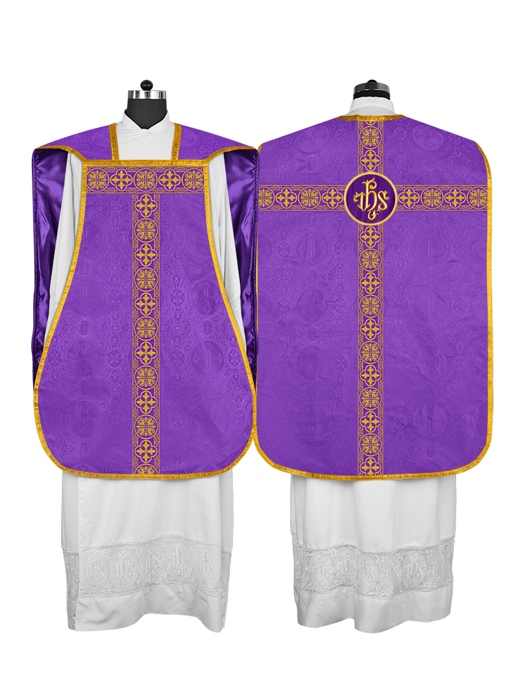 Fiddleback Vestment with Motif and Woven Braided Trims