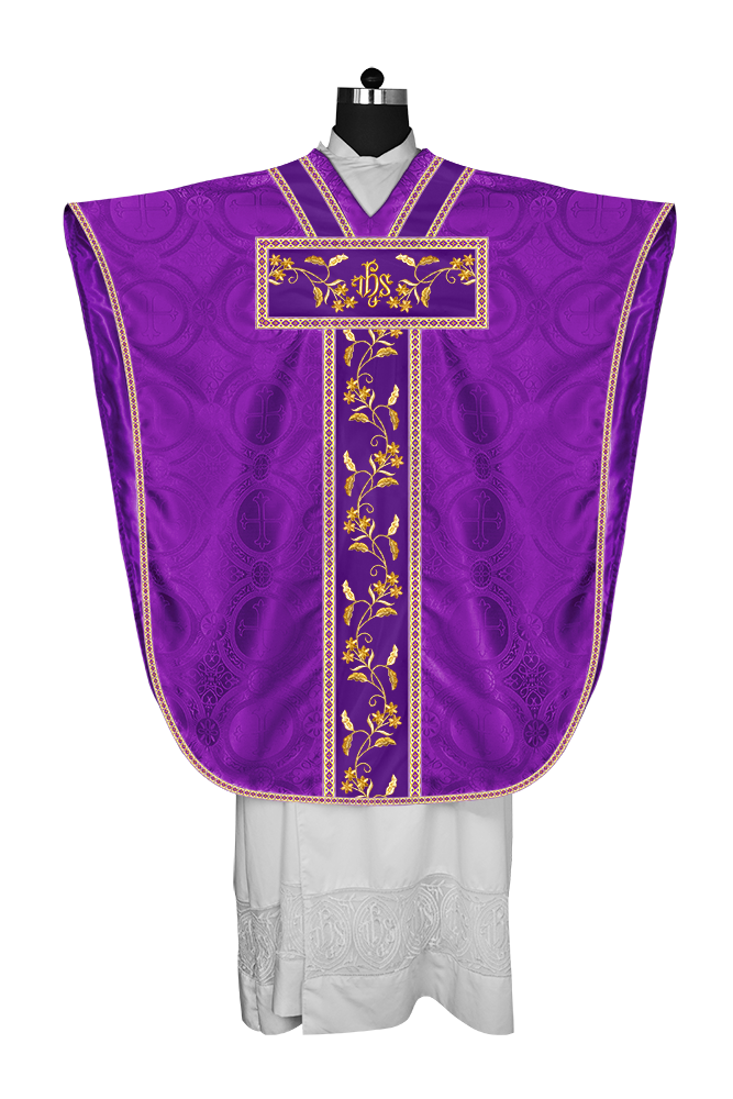 Borromean chasuble vestment ornated with floral design and trims