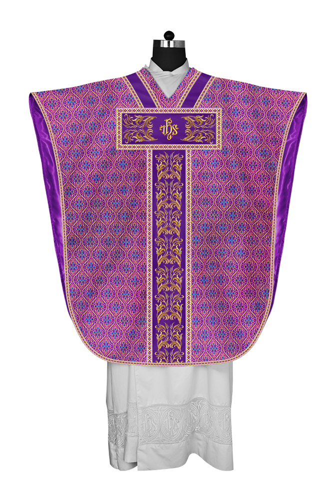 LITURGICAL BORROMEAN CHASUBLE WITH DETAILED EMBROIDERY AND TRIMS