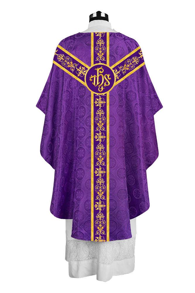 Ornate Priest Chasuble Vestment with Liturgical Embroidered Trims