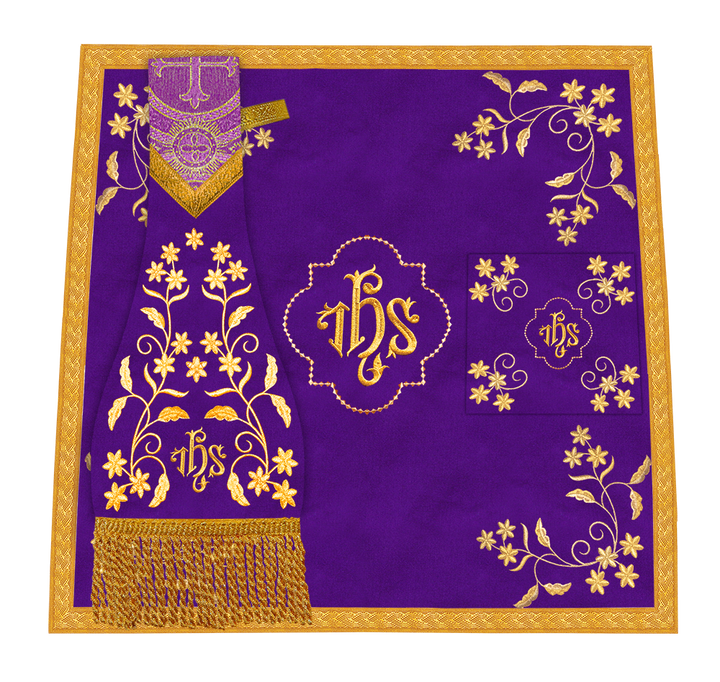 Beautiful mass set with golden embroidery - Floral collection