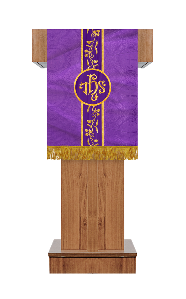 PULPIT/LECTERN WITH ADORNED FLORAL TRIM