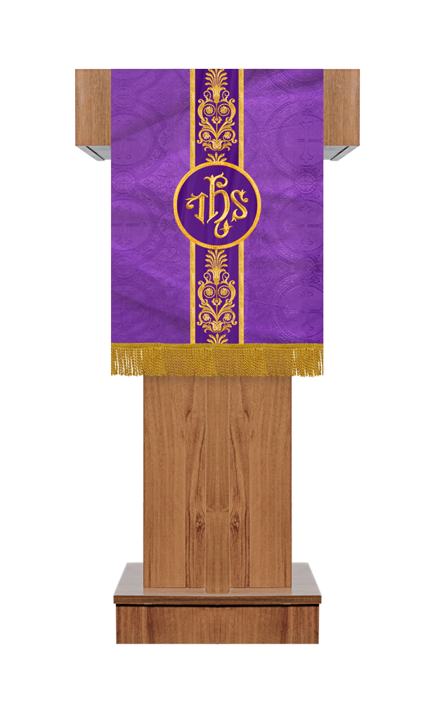 PULPIT/LECTERN WITH LITURGICAL MOTIF AND TRIM