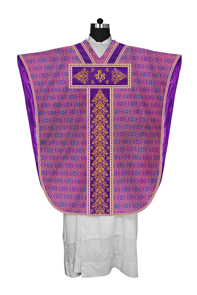 BORROMEAN CHASUBLE VESTMENT WITH BRAIDED ORPHREY AND TRIMS