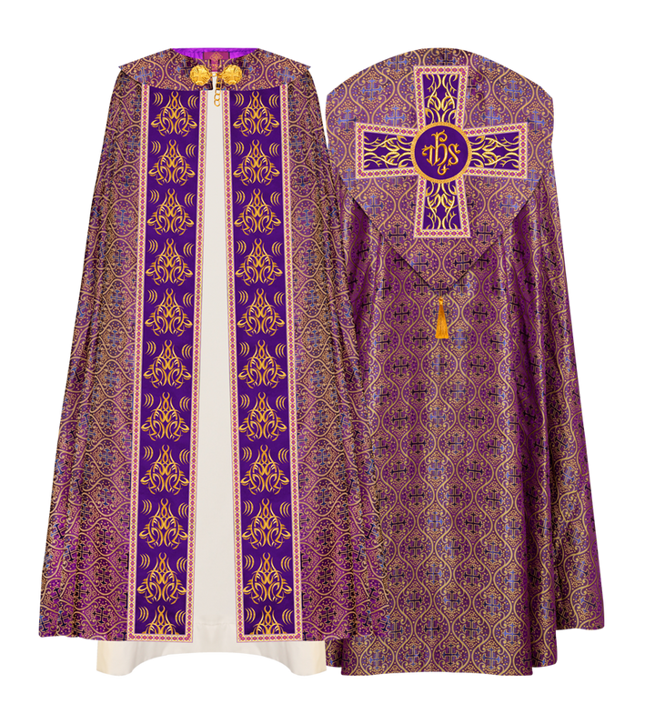 GOTHIC COPE VESTMENTS WITH LITURGICAL EMBROIDERY AND TRIMS