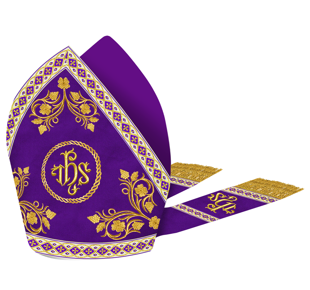 Mitre with Grapes Embroidery and Trims
