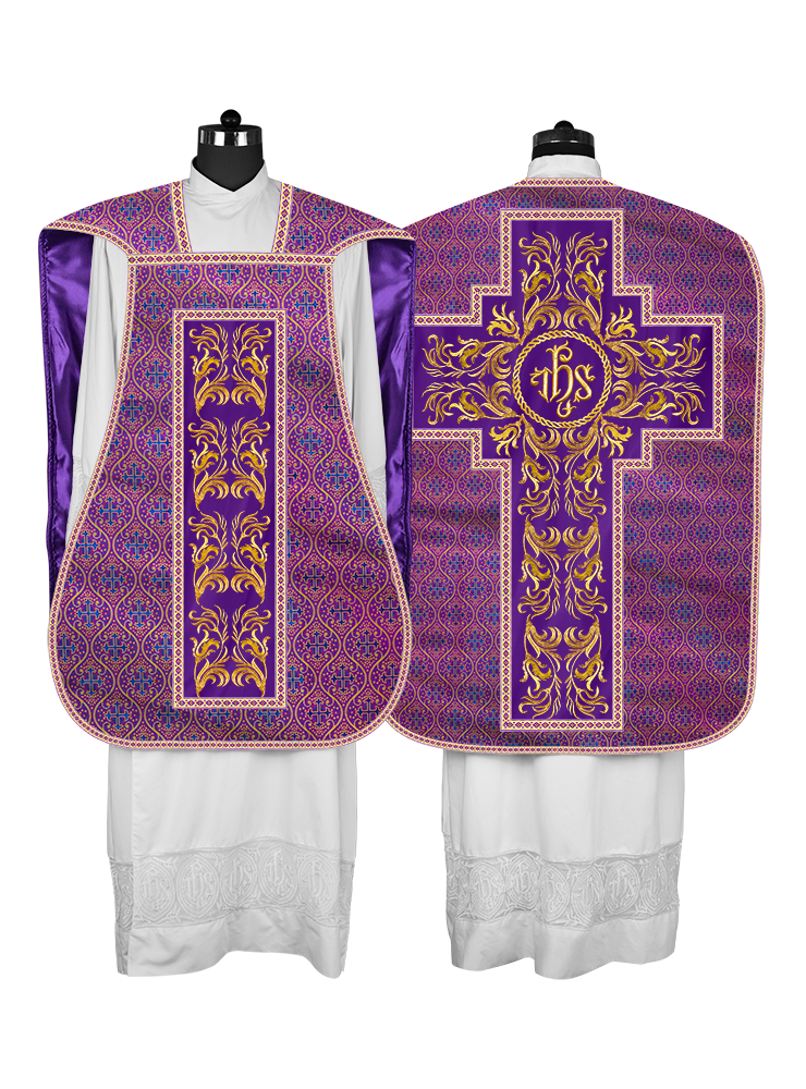 Roman Chasuble Vestment  with Woven Braids and Trims