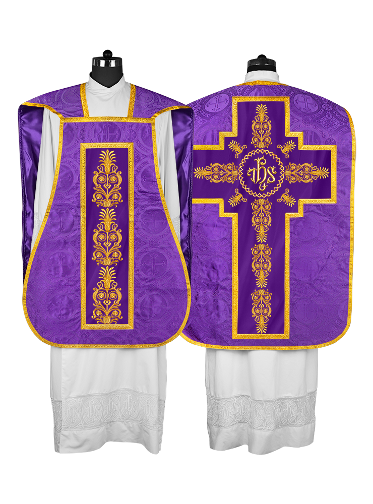 Elegant Roman Fiddleback Chasuble Vestment - Victoria Collection