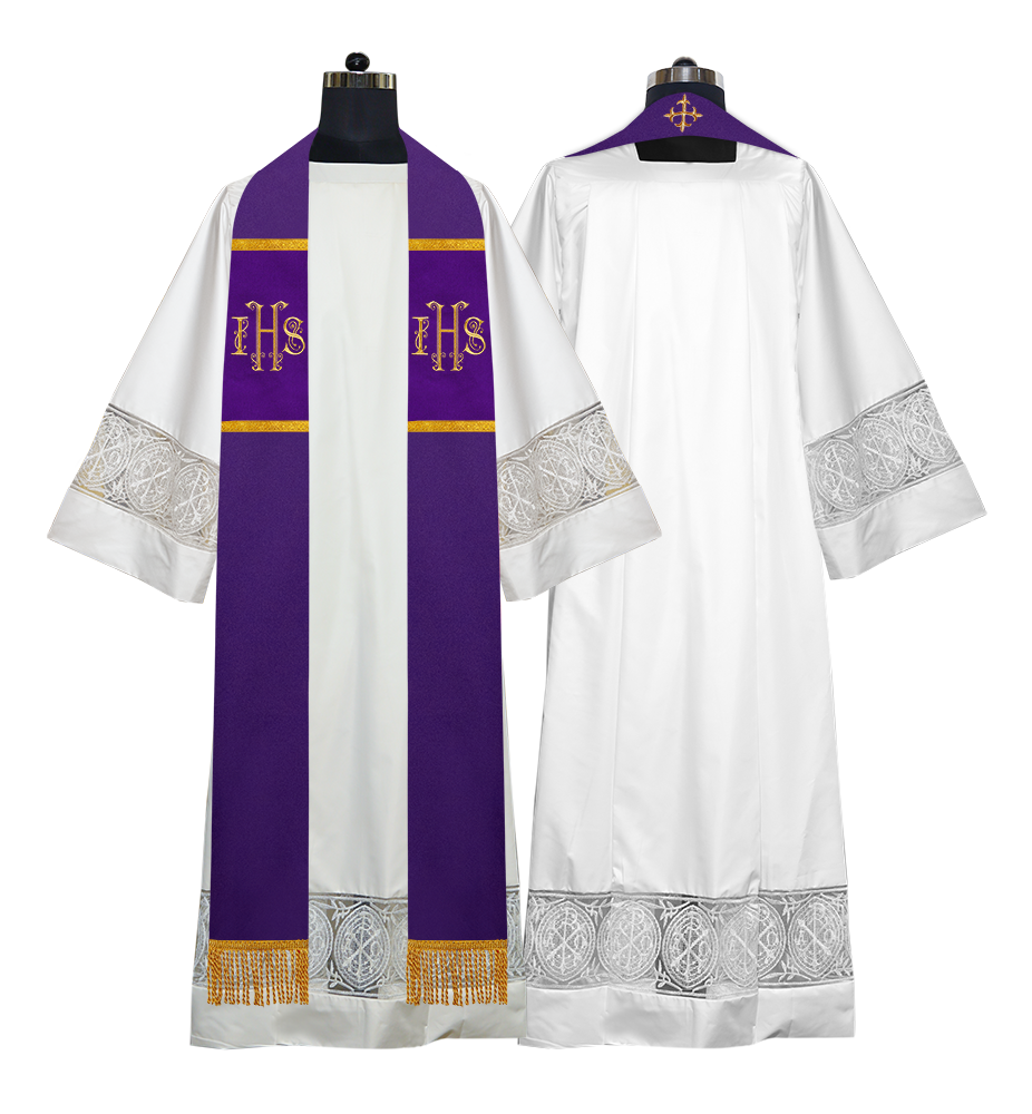 Pastor Stole with Gold Embroidered IHS