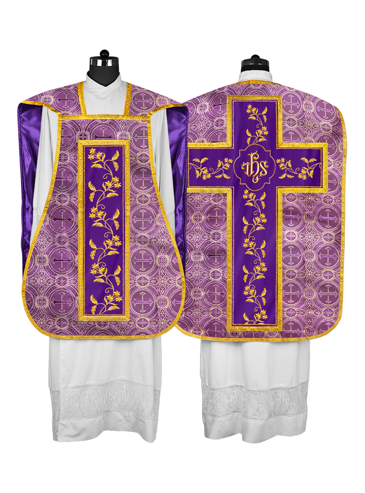 Elegant Roman chasuble vestment - Floral collection