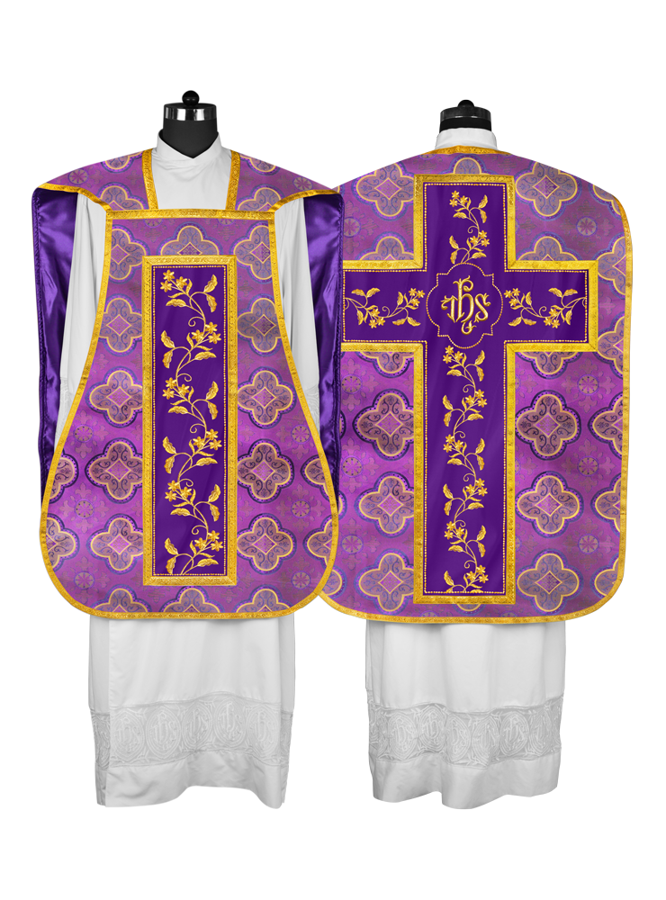Elegant Roman chasuble vestment - Floral collection