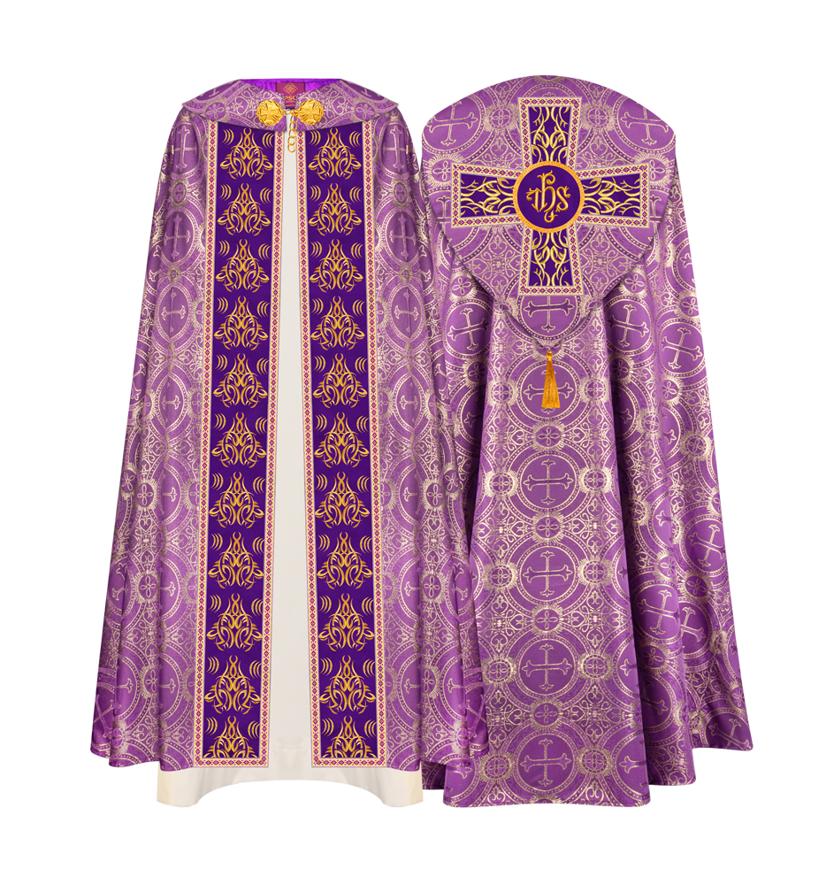 GOTHIC COPE VESTMENTS WITH LITURGICAL EMBROIDERY AND TRIMS