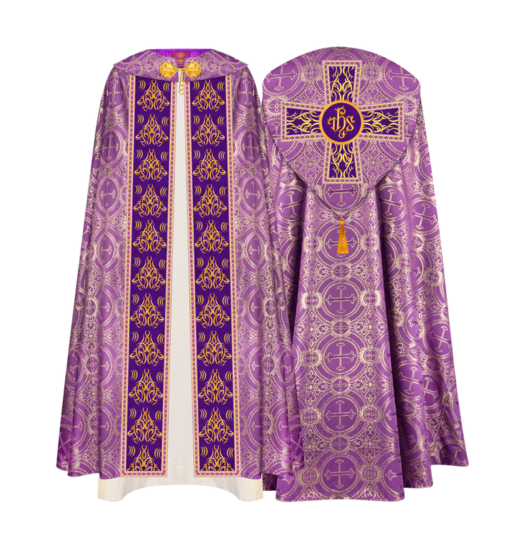 GOTHIC COPE VESTMENTS WITH LITURGICAL EMBROIDERY AND TRIMS