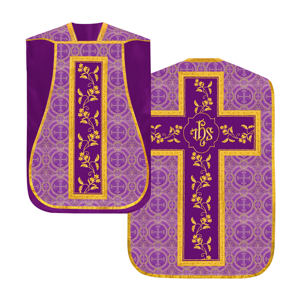 Elegant Roman chasuble vestment - Floral collection