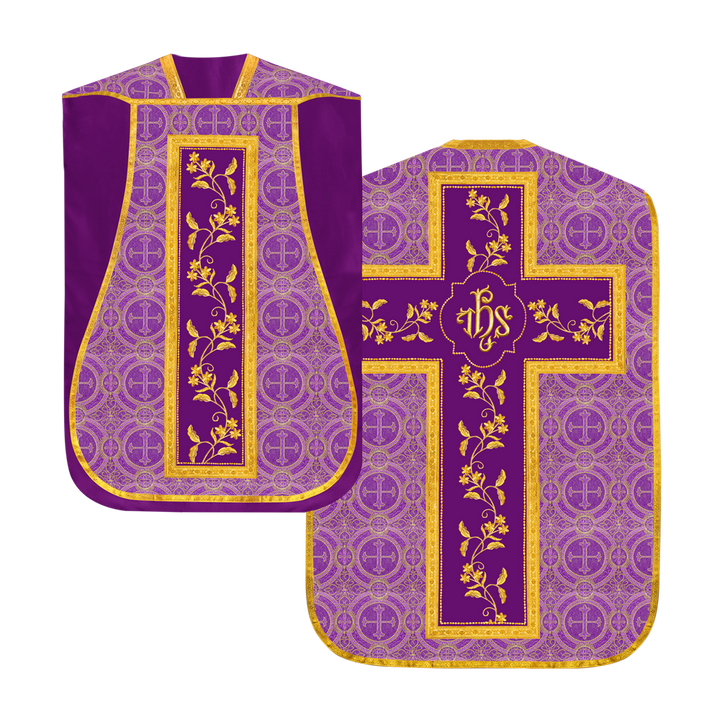 Elegant Roman chasuble vestment - Floral collection