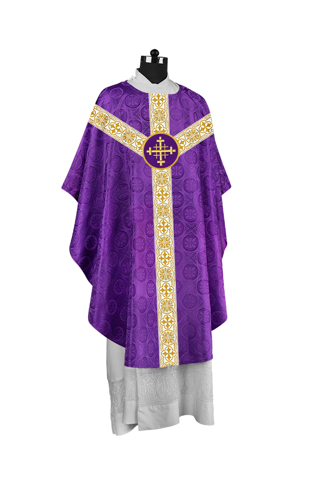 Priest Chasuble with Classic Braided Orphrey and Trims
