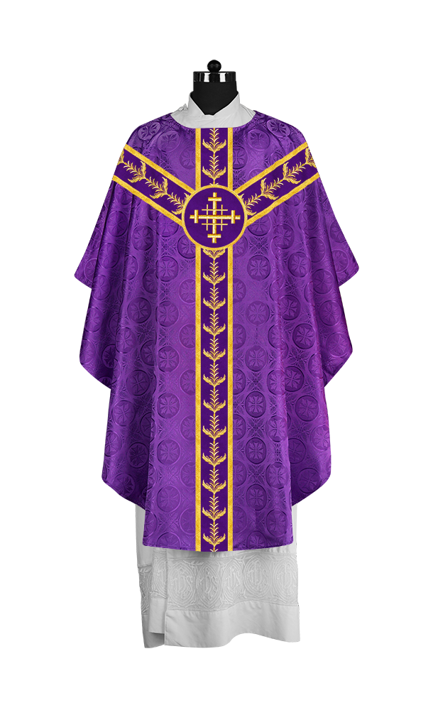 Gothic Style Priest Chasuble with Exquisite Embroidered Trims