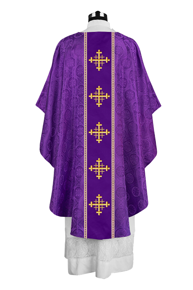 Liturgical Gothic Chasuble with Embroidered Cross Motif