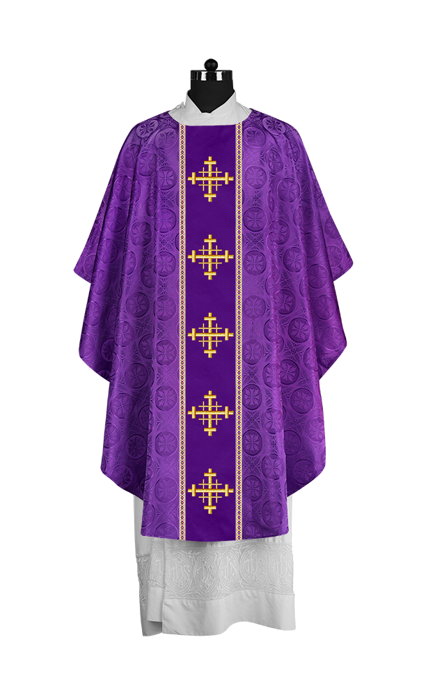 Liturgical Gothic Chasuble with Embroidered Cross Motif