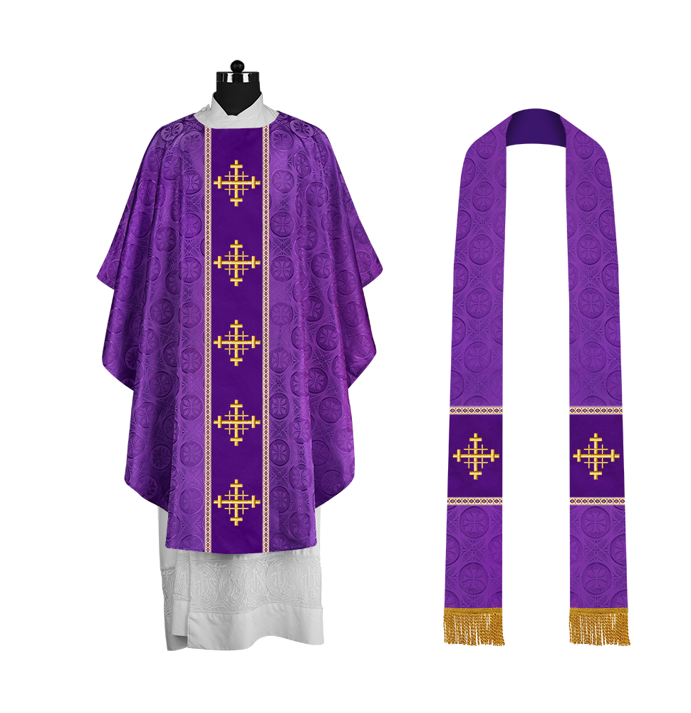 Liturgical Gothic Chasuble with Embroidered Cross Motif