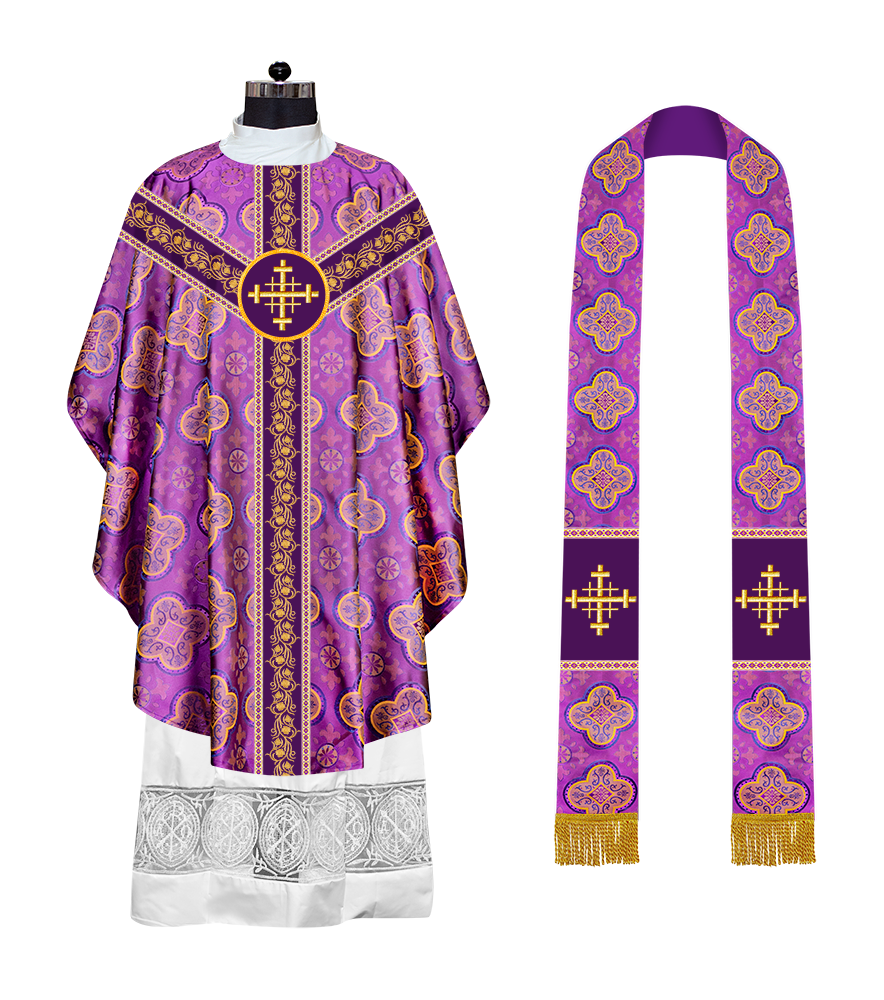 EMBROIDERED GOTHIC CHASUBLE ADORNED WITH GRAPES DESIGN