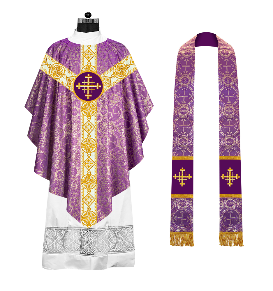 Pugin Style Chasuble with Embroidered Orphrey