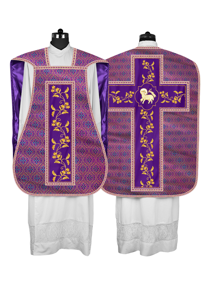 Roman Chasuble vestment with Floral Design and Trims