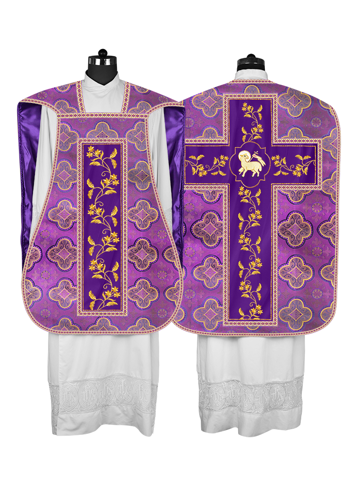 Roman Chasuble vestment with Floral Design and Trims