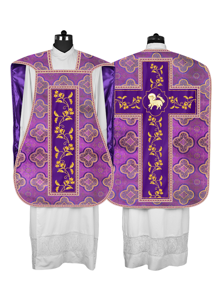 Roman Chasuble vestment with Floral Design and Trims