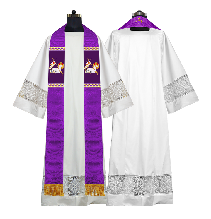 Embroidered Lamb Liturgical Clergy Stole