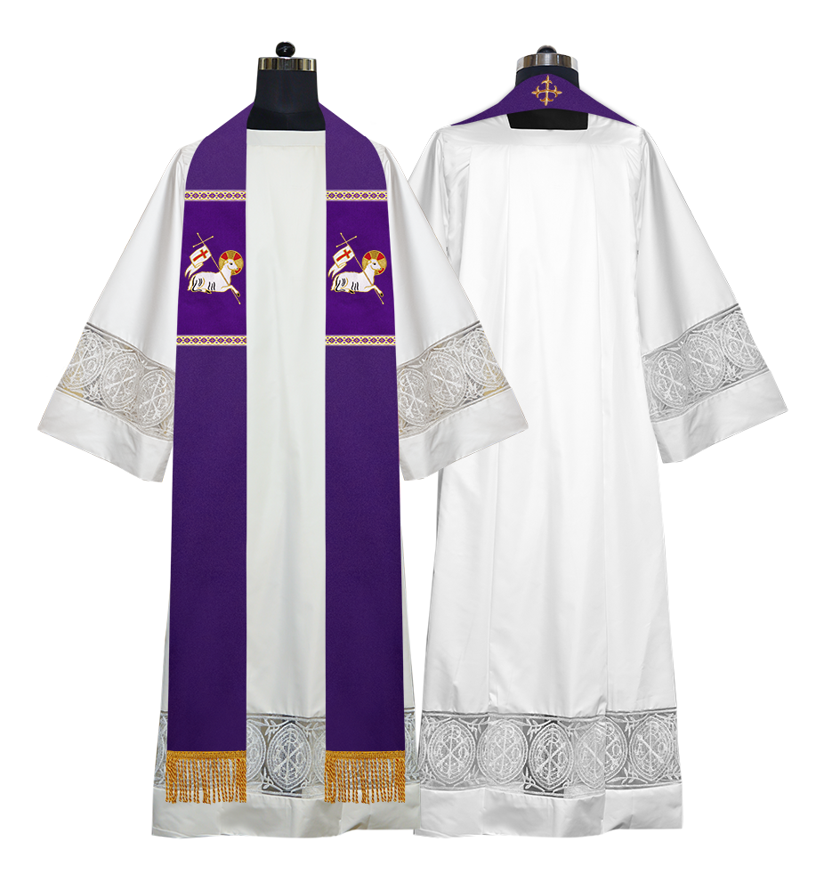 Embroidered Lamb Liturgical Clergy Stole