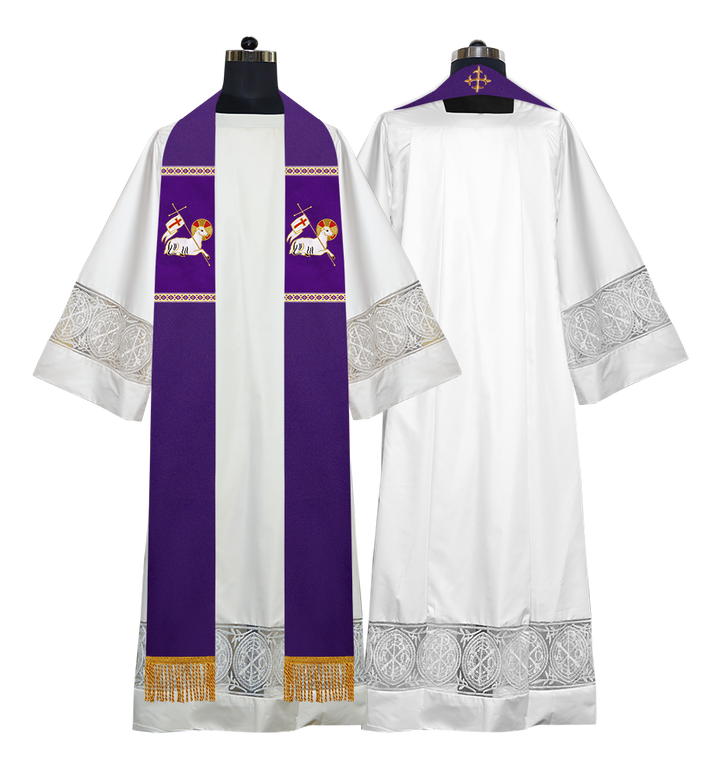 Embroidered Lamb Liturgical Clergy Stole