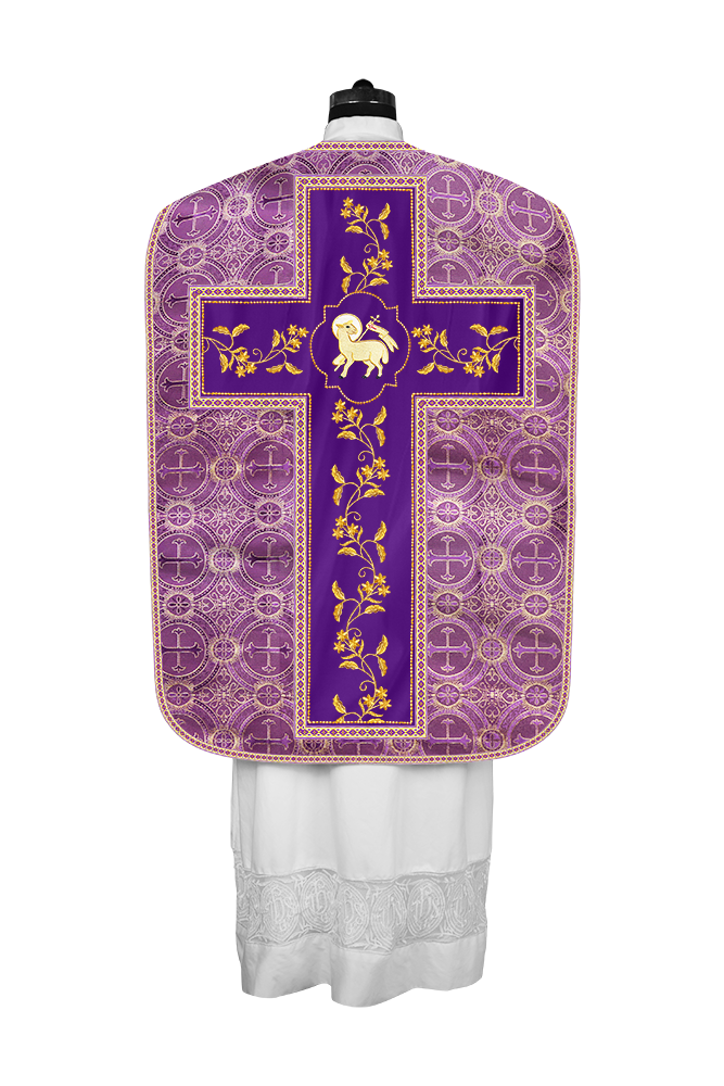 Roman Chasuble vestment with Floral Design and Trims